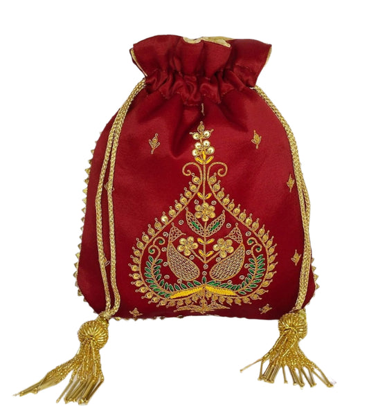 Paan Butta Marodi Work Potli Batwa (maroon)