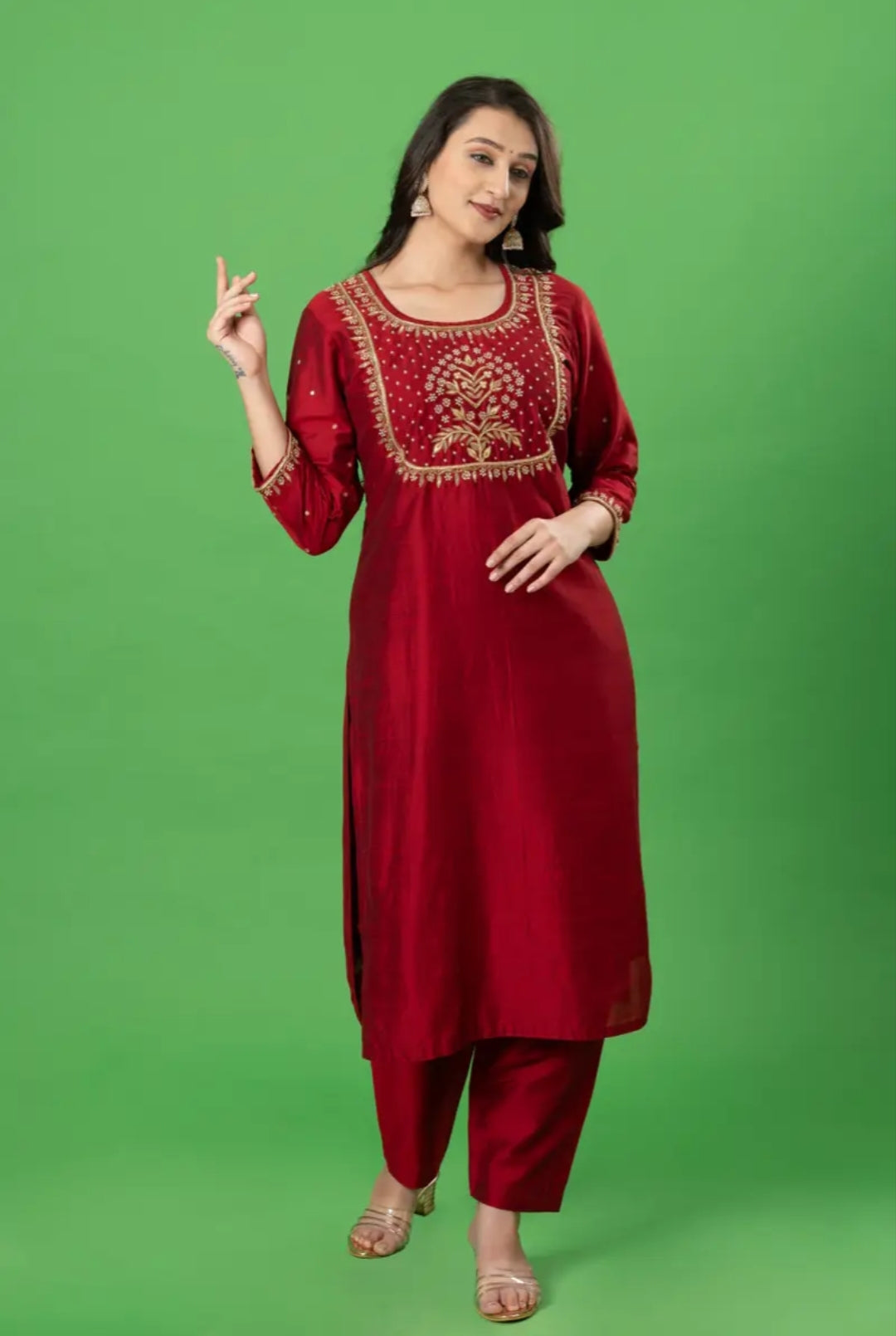 Maroon Zardozi Perl Work Designer Readymade Salwar Suit