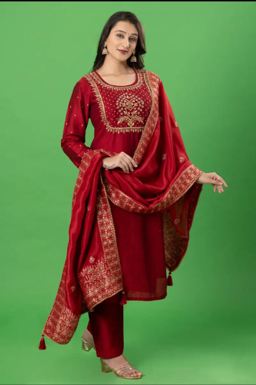 Maroon Zardozi Perl Work Designer Readymade Salwar Suit