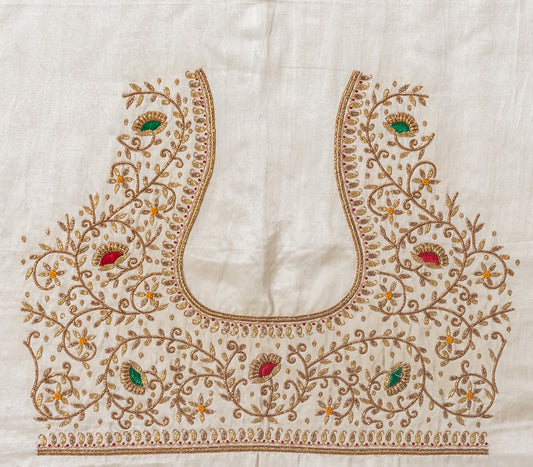 ForestFlair Zardozi Blouse (Off White)