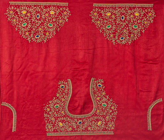 ForestFlair Zardozi Blouse (Red)