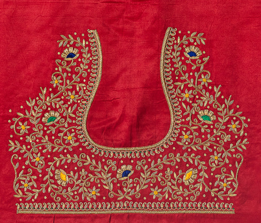 ForestFlair Zardozi Blouse (Red)