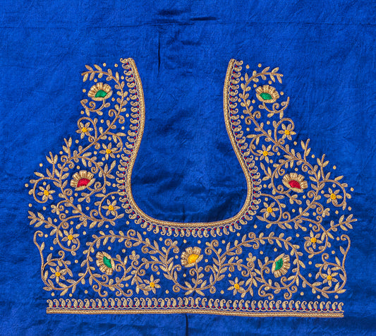 ForestFlair Zardozi Blouse (Royal Blue)