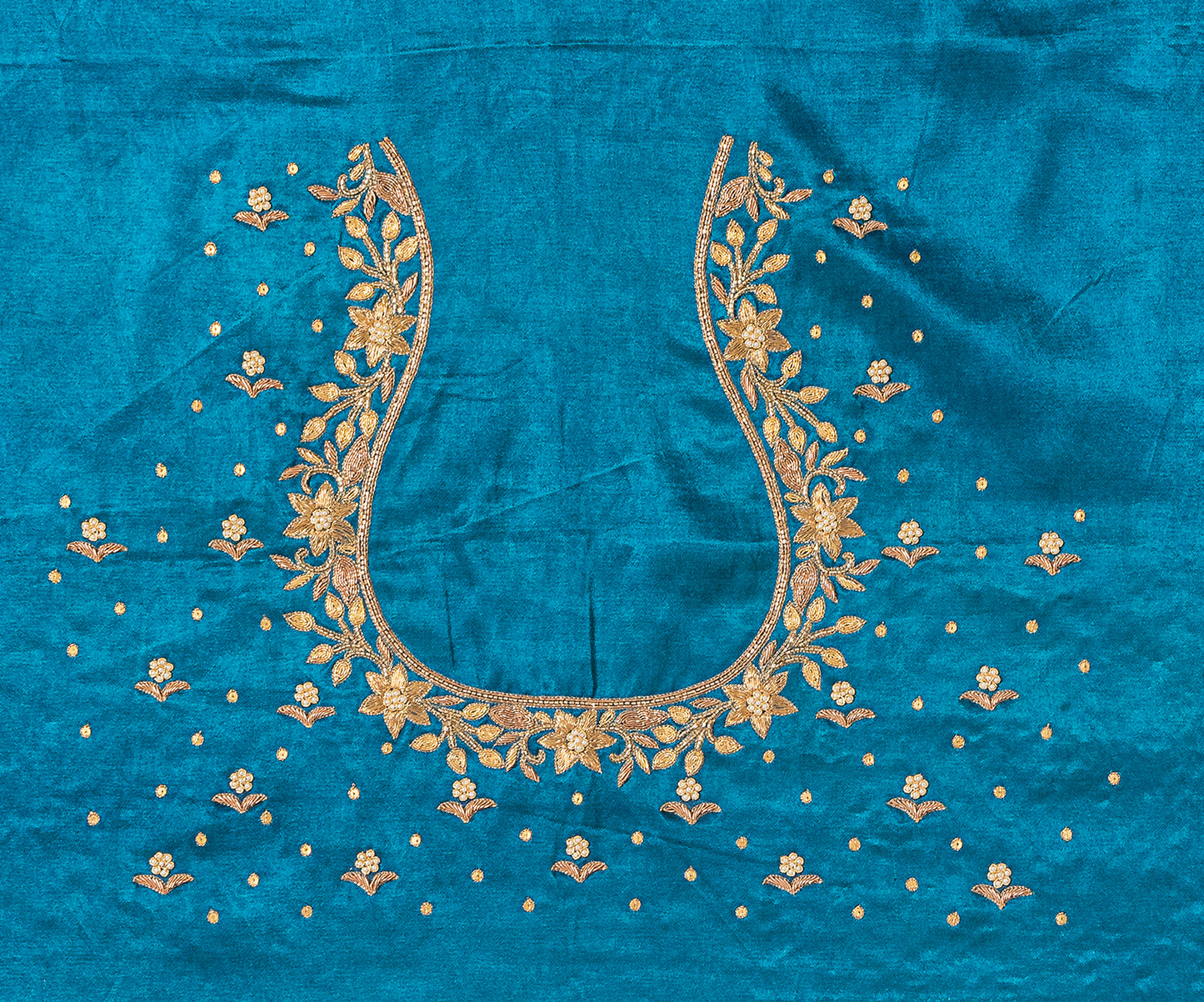 Star Flower Zardozi Work Blouse Pis (Turkey blue)