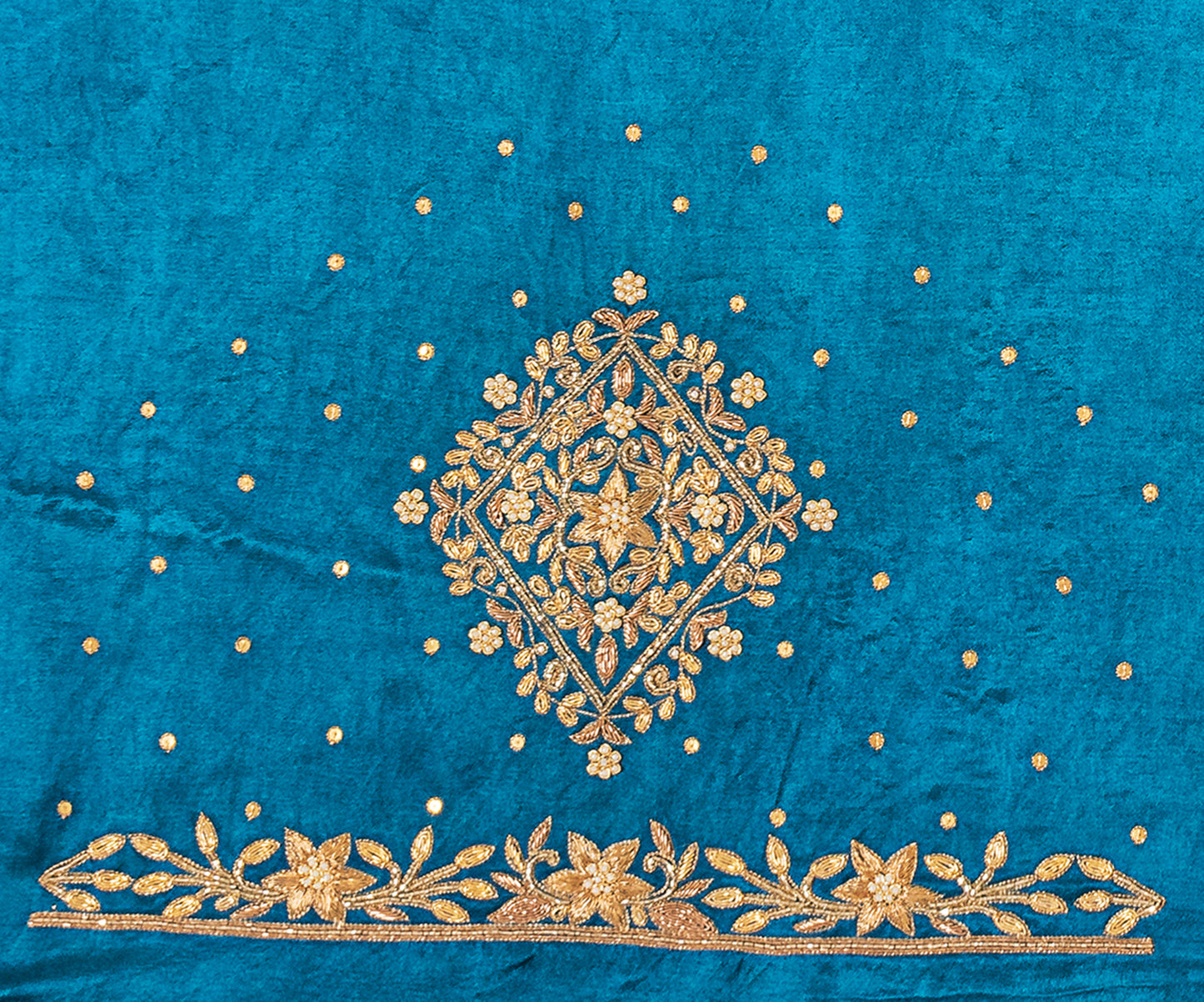 Star Flower Zardozi Work Blouse Pis (Turkey blue)