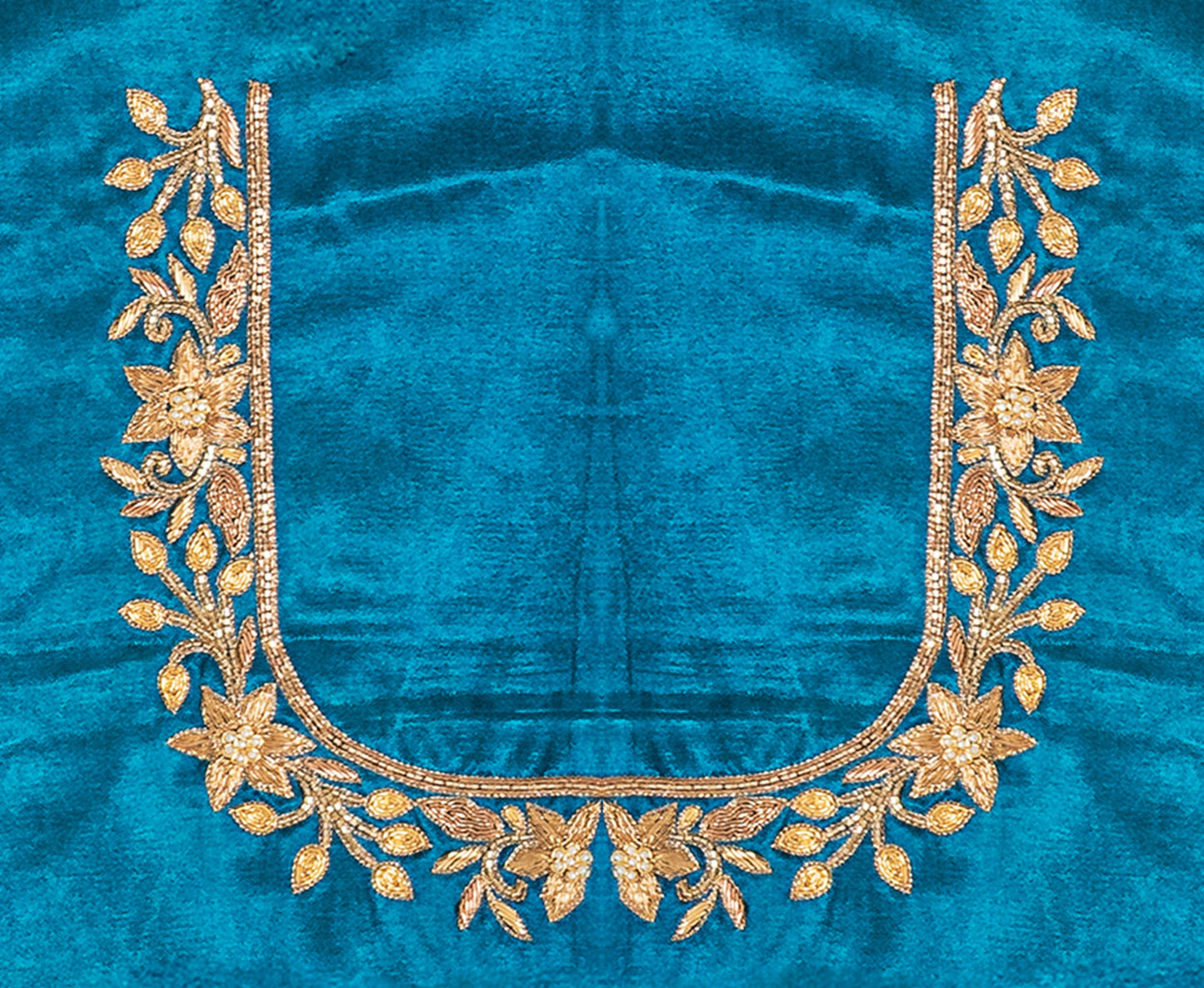 Star Flower Zardozi Work Blouse Pis (Turkey blue)