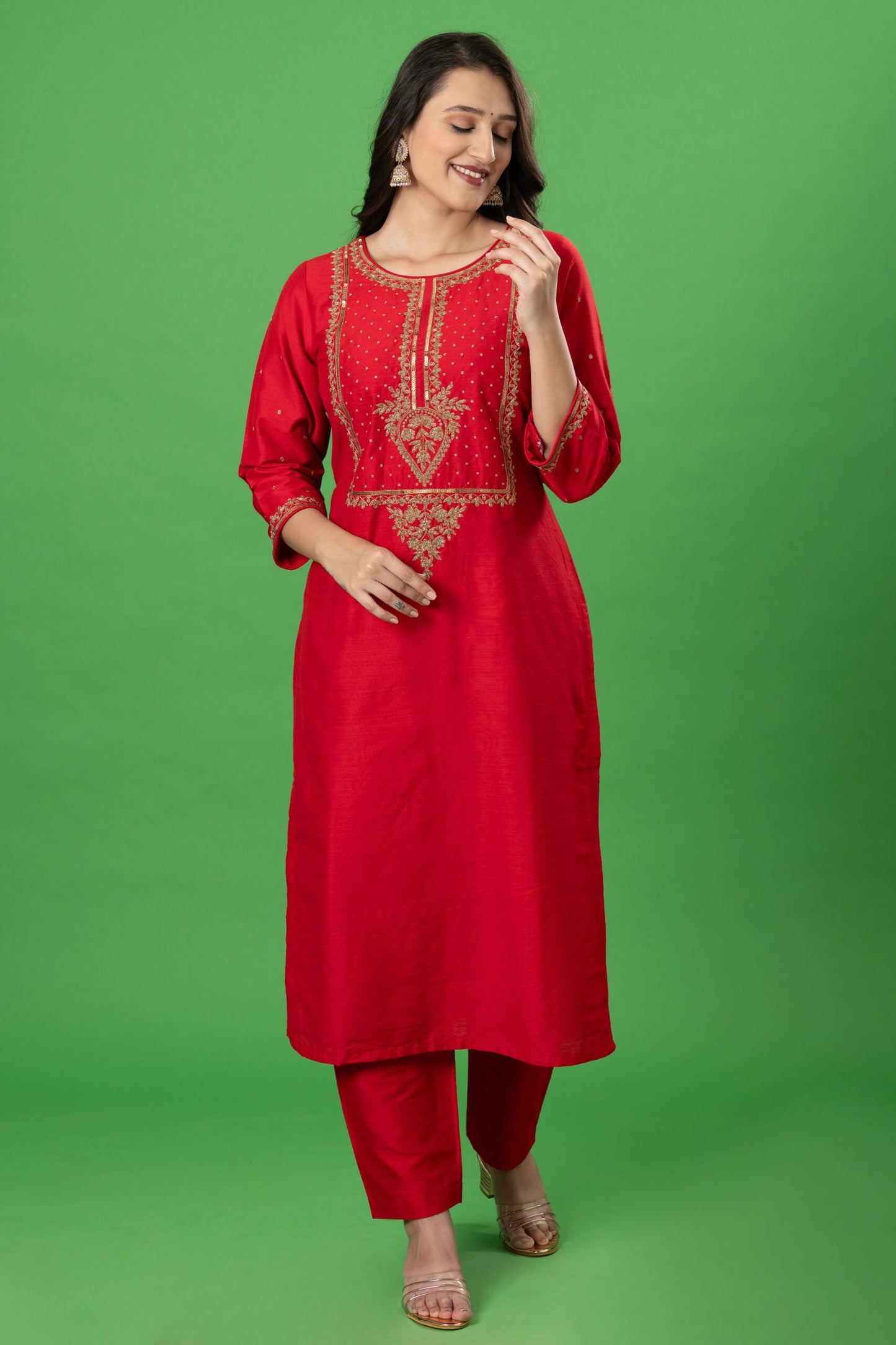 Red Zardozi Work Designer kurta set