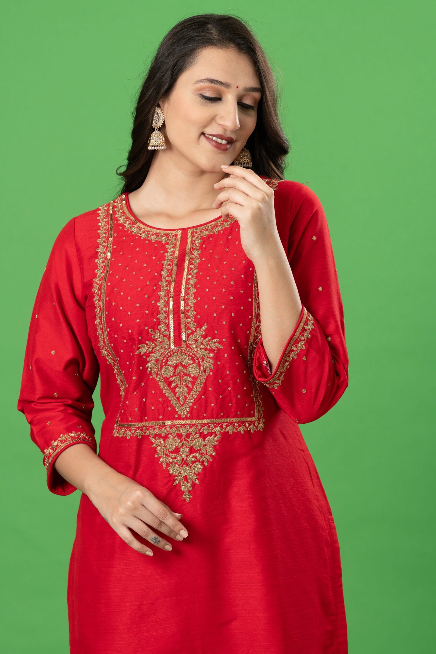 Red Zardozi Work Designer kurta set
