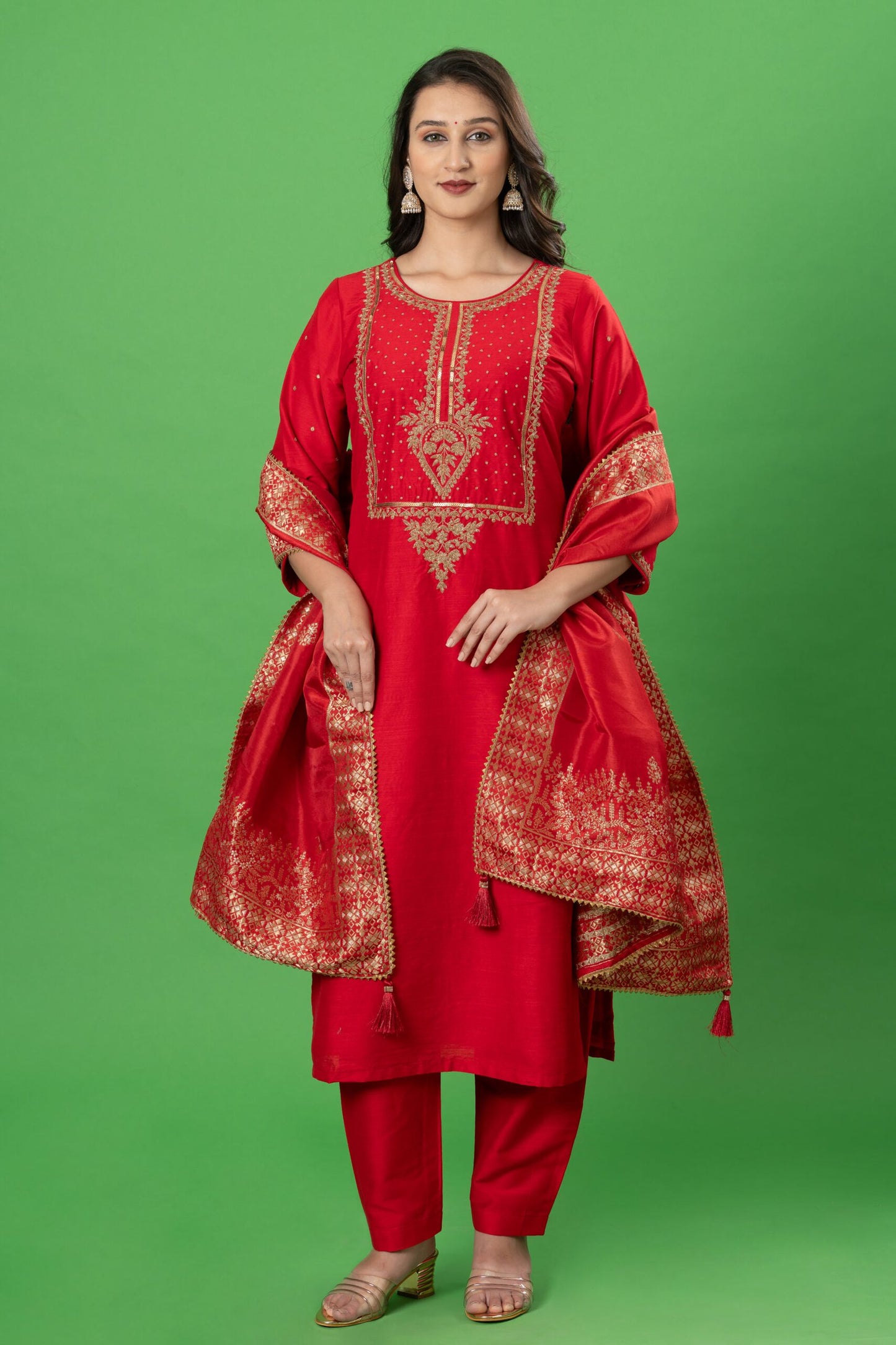 Red Zardozi Work Designer kurta set