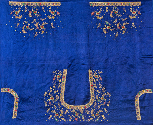 Zardozi Golden Thread Blouse Piece (Royal Blue)