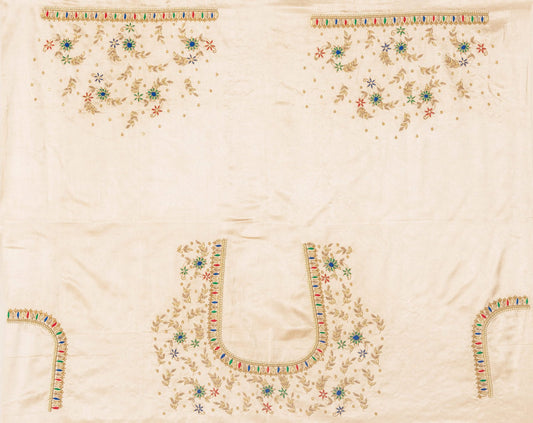 Zardozi Golden Thread Blouse Piece (Ivory)
