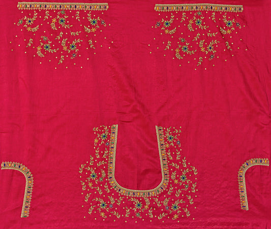 Zardozi Golden Thread Blouse Piece (Cherry Red)