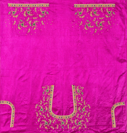 Zardozi Golden Thread Blouse Piece (Pink)