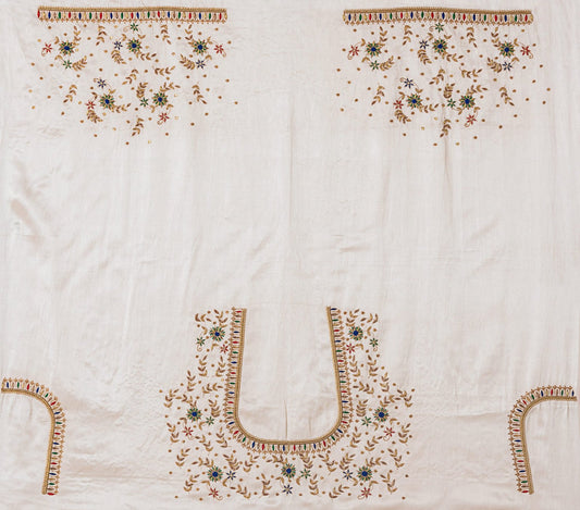 Zardozi Golden Thread Blouse Piece (Off White)