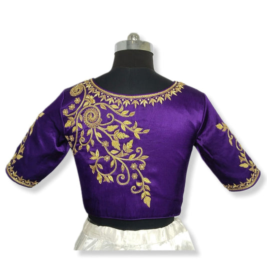 Royal Bloom Zardozi designer Blouse (Purple)