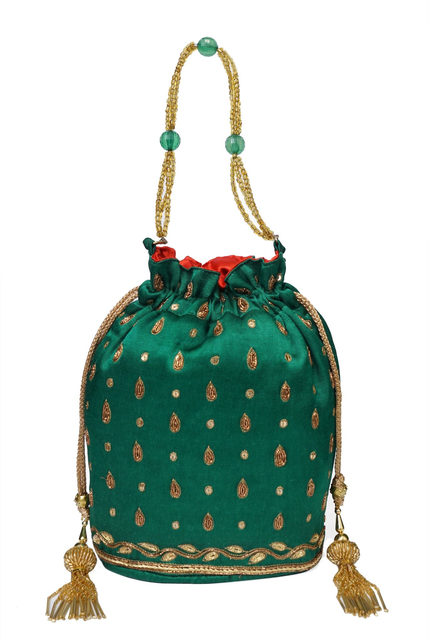 Beutyful Parrot Zardozi Work Potli Batwa (Green)