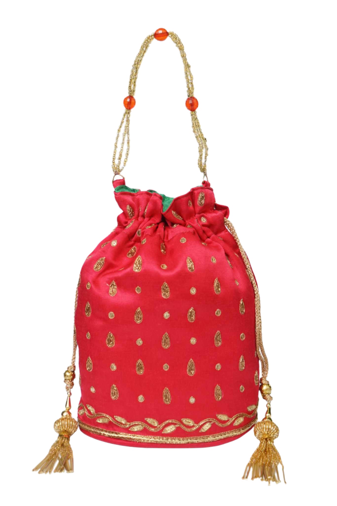 Beutyful Parrot Zardozi Work Potli Batwa (Red)