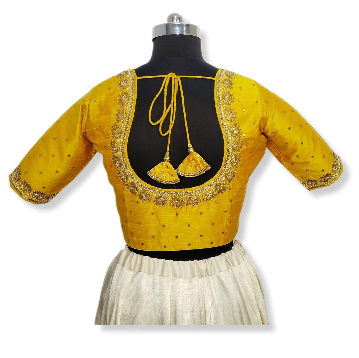 Regal Sabiya Handcrafted Zardozi Blouse (Mustard Yellow)