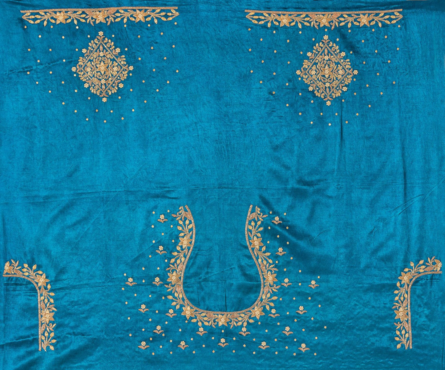 Star Flower Zardozi Work Blouse Pis (Turkey blue)